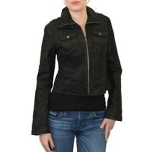New Levi's Cropped Black Leather Motorcycle Jacket